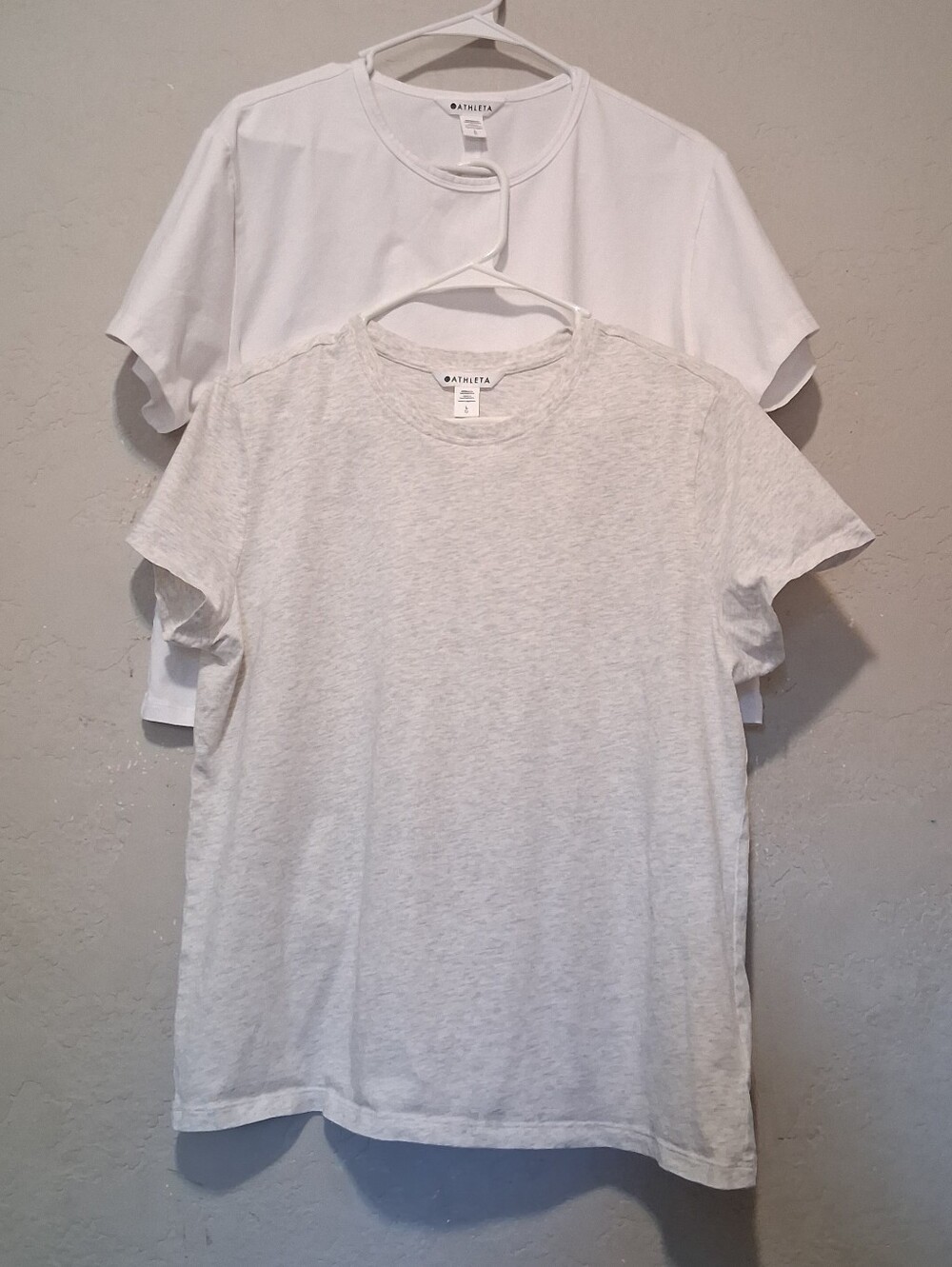 Athleta Classic Crew T-Shirt Set - White & Light Gray SzL  Women Summer Soft - Picture 16 of 16